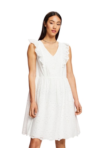 Robe patineuse en broderie anglaise et coton biologique - Blanc