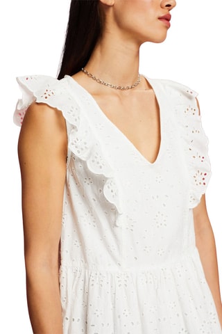Robe patineuse en broderie anglaise et coton biologique - Blanc
