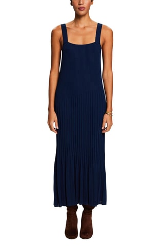 Vestido plissado - Azul-marinho