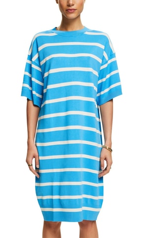 Vestido t-shirt - Azul-claro e branco