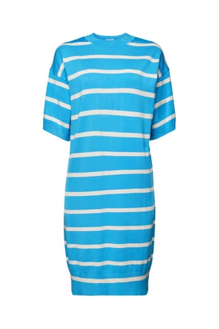 Vestido t-shirt - Azul-claro e branco