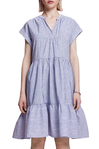 Vestido com folhos - Azul-claro