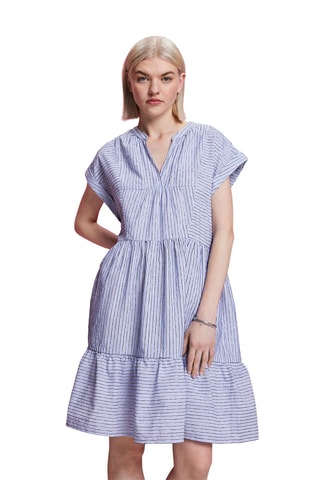 Vestido com folhos - Azul-claro