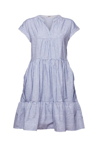 Vestido com folhos - Azul-claro