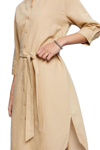 Vestido-camisa em linho - Bege