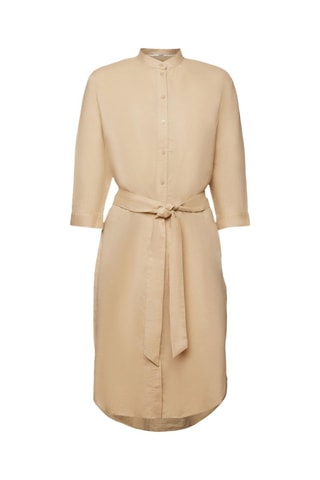 Vestido-camisa em linho - Bege