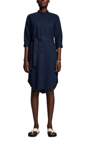 Robe chemise en lin - Bleu marine