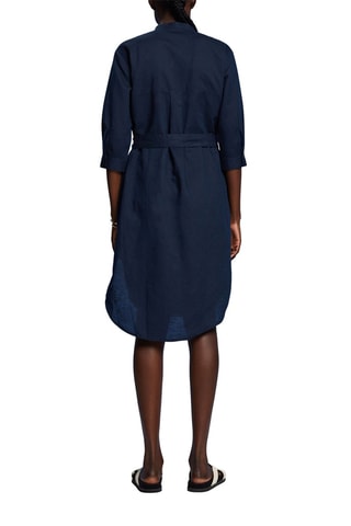 Robe chemise en lin - Bleu marine
