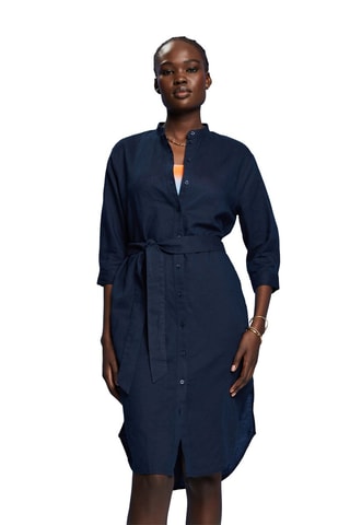 Robe chemise en lin - Bleu marine