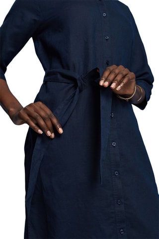 Robe chemise en lin - Bleu marine