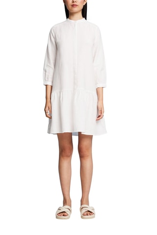 Vestido trapézio em linho - Branco