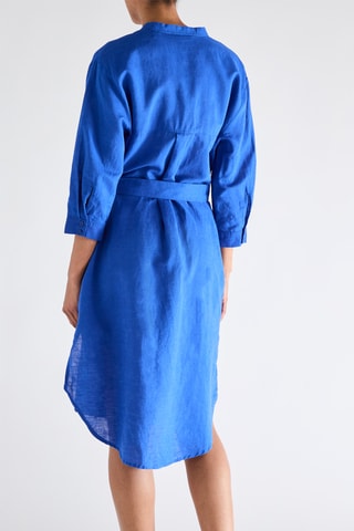 Vestido-camisa em linho - Azul-real