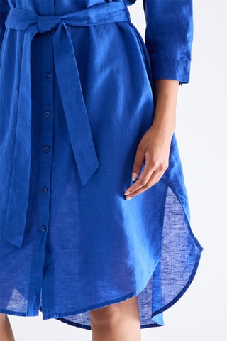 Vestido-camisa em linho - Azul-real