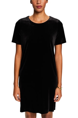 Vestido direito em veludo - Preto
