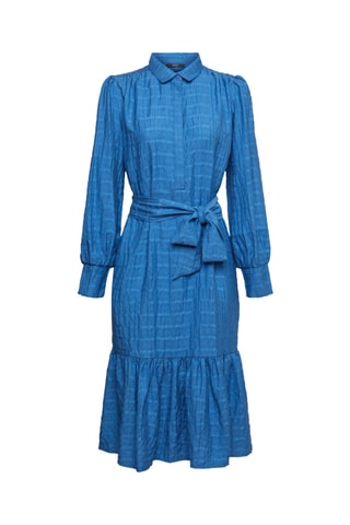 Vestido com folhos - Azul-real