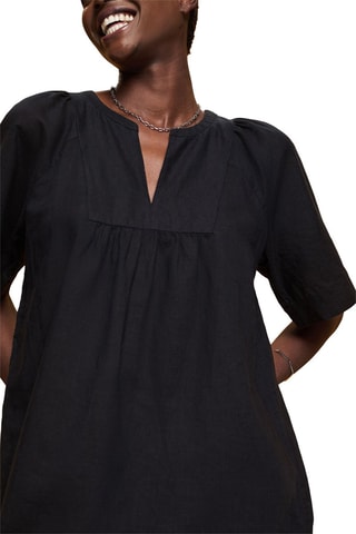 Robe trapèze en lin - Noir
