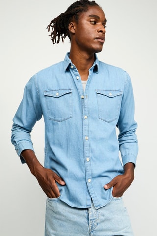 Camisa de ganga Azul-marinho