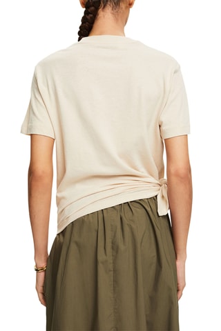 T-shirt noué en lin - Beige clair