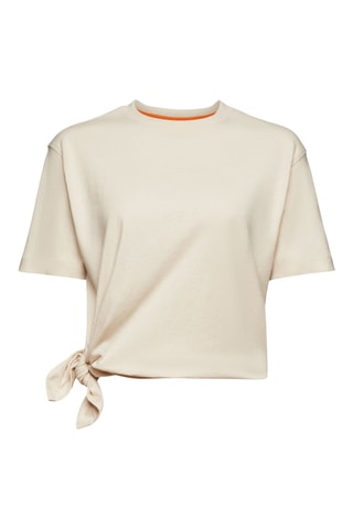 T-shirt noué en lin - Beige clair