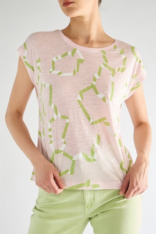T-shirt en lin - Rose poudré et vert