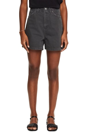 Short en jean taille haute - Anthracite