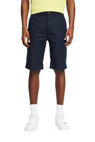 Bermudas em linho Azul-marinho