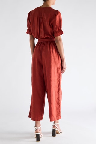 Macacão em linho - Vermelho-tijolo