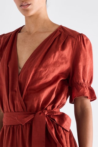 Macacão em linho - Vermelho-tijolo