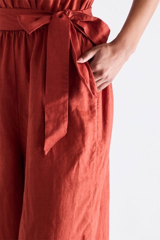 Macacão em linho - Vermelho-tijolo