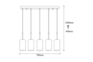 Suspension Kem - Doré et noir - 5 x 40 W