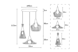 Suspension Mezopotamya - Cuivré et noir - 3 x 40 W