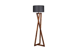 Lampadaire en bois - Naturel et noir - 60 W
