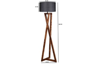 Lampadaire en bois - Naturel et noir - 60 W
