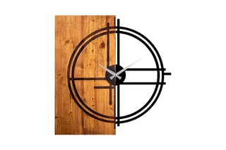 Horloge - 58 x 56 cm - Noir et naturel