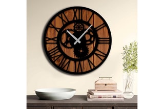 Horloge - 50 cm - Imitation bois et noir