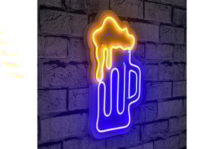 Néon mural LED Beer Glass - Bleu et jaune