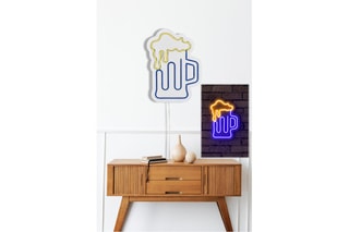 Néon mural LED Beer Glass - Bleu et jaune