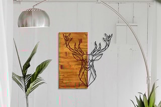 Décoration murale Cerf - Naturel et noir