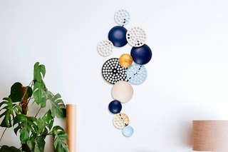 Décoration murale Aurora 2 - 95 x 40 cm - Bleu et doré