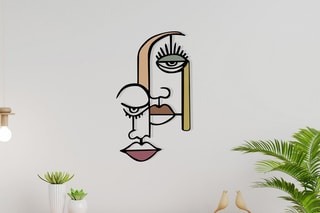 Décoration murale en bois Kubism 28 - Noir et rose