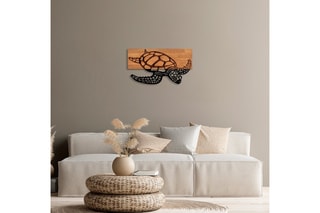 Décoration murale Caretta Caretta en bois - Naturel et noir