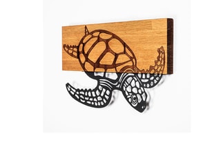 Décoration murale Caretta Caretta en bois - Naturel et noir