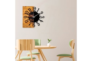 Horloge en bois - 30 x 58 cm - Naturel et noir