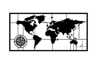 Décoration murale World Map Metal Decor - Noir