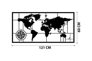 Décoration murale World Map Metal Decor - Noir