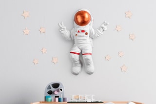 Wanddecoratie Peace Sign Astronaut 3 Wit en Bruin
