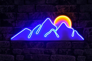 Néon mural fluorescent Mountain - Bleu et jaune