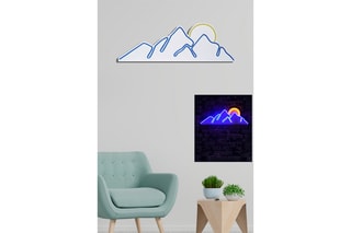 Néon mural fluorescent Mountain - Bleu et jaune