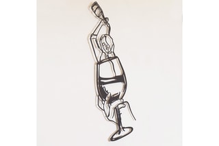 Wanddecoratie Glass of Wine Girl - Zwart