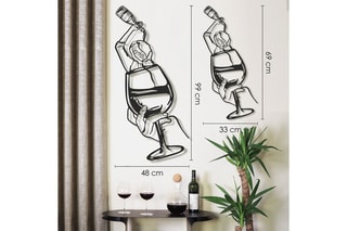 Wanddecoratie Glass of Wine Girl - Zwart
